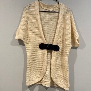 Cream Colored Knit Sweater with Belt - Allison Brittney - Size Large